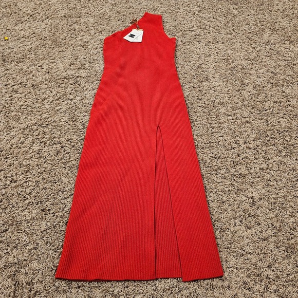 Michael Kors Collection Dresses & Skirts - Michael Kors Collection Poppy Red One Shoulder Ribbed Maxi Dress CKA7230020 L